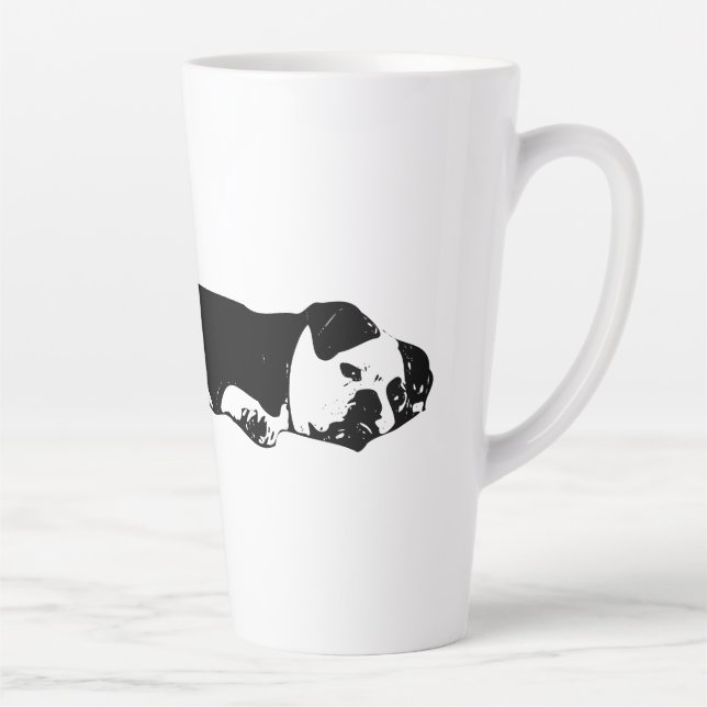 Lazy Bulldog, Quiet Sip Latte Mug (Right)