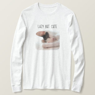 Lazy But Cute Kitten Photo Cat Lover Humour Funny T-Shirt