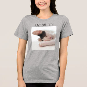 Lazy But Cute Kitten Photo Cat Lover Humour Funny Tri-Blend Shirt