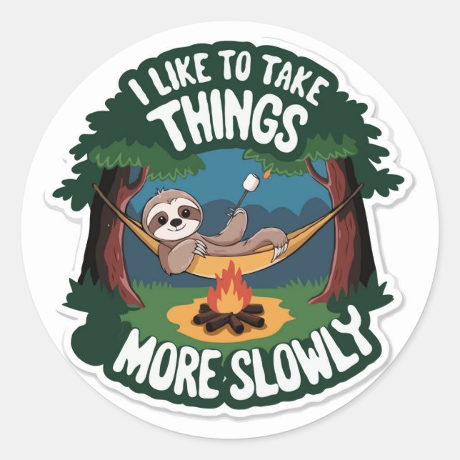 Lazy Campfire Sloth Sticker | Funny Outdoor (Front)