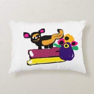 Lazy cat and flowers decorative cushion