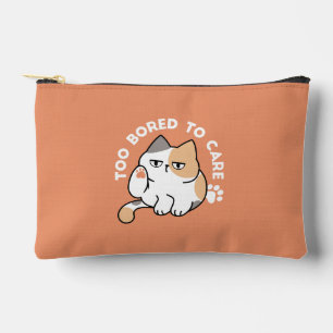 Lazy Cat Attitude – Too Bored to Care Funny Quote Accessory Pouch