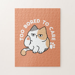 Lazy Cat Attitude – Too Bored to Care Funny Quote Jigsaw Puzzle