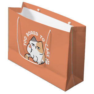 Lazy Cat Attitude – Too Bored to Care Funny Quote Large Gift Bag
