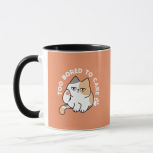 Lazy Cat Attitude – Too Bored to Care Funny Quote Mug