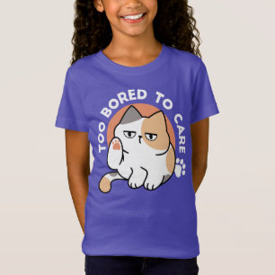 Lazy Cat Attitude – Too Bored to Care Funny Quote T-Shirt