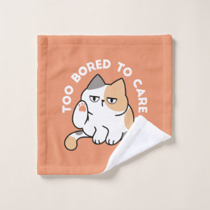 Lazy Cat Attitude – Too Bored to Care Funny Quote Wash Cloth
