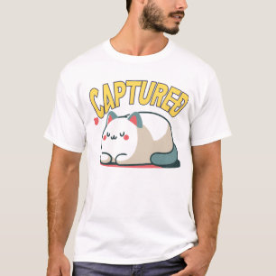 Lazy Cat Caught – Funny Sarcastic Cartoon T-Shirt