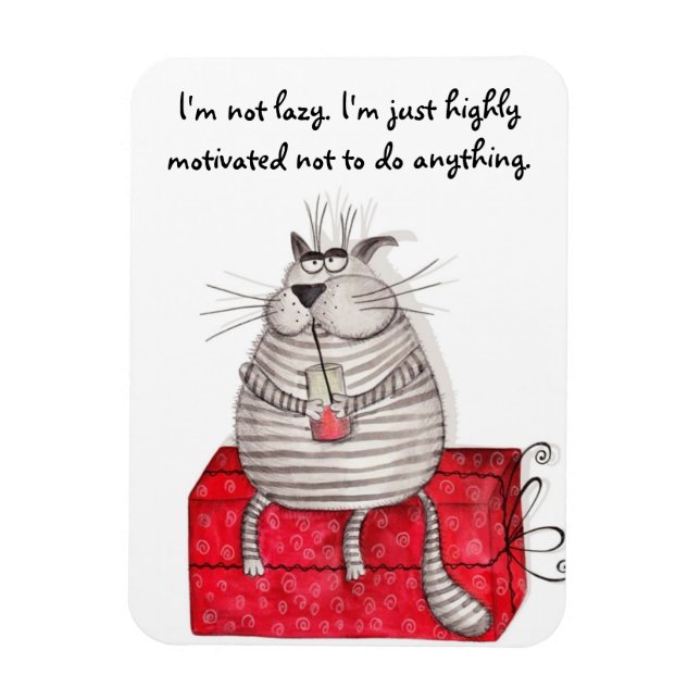 Lazy Cat Funny Magnet Office Quotes (Vertical)