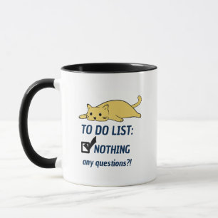 Lazy Cat Gift Mug, To Do List Nothing Cat Coffee Mug