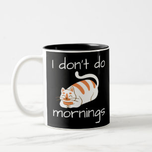 Lazy Cat I Don't Do Mornings Two-Tone Coffee Mug