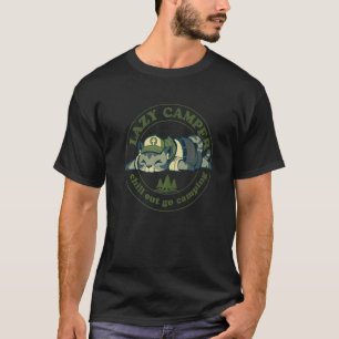 Lazy Cat Scout Camping Summer Camp Cute Yellow Ani T-Shirt
