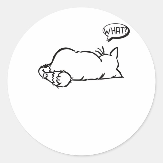 Lazy Cat - What? - Cats Classic Round Sticker (Front)