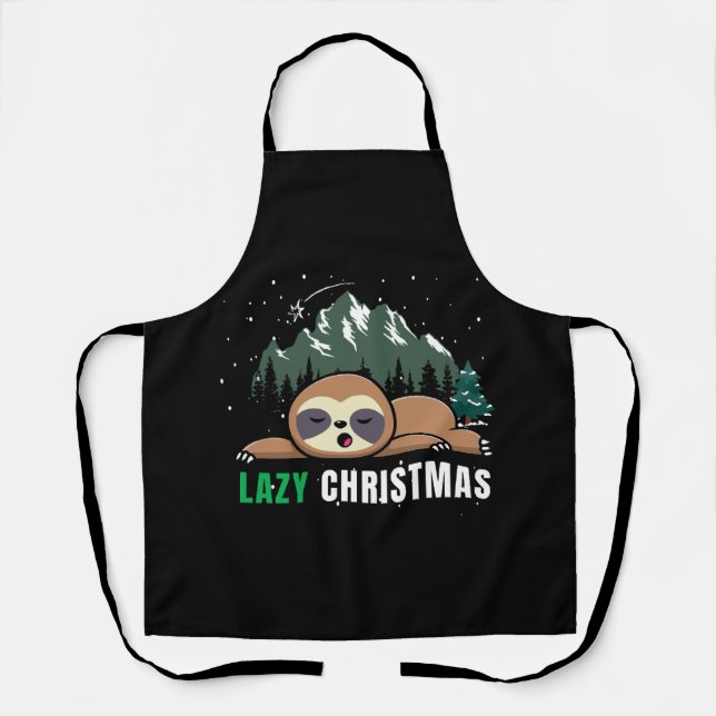 Lazy Christmas Sloth  Funny Apron (Front)