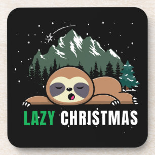 Lazy Christmas Sloth Funny Coaster