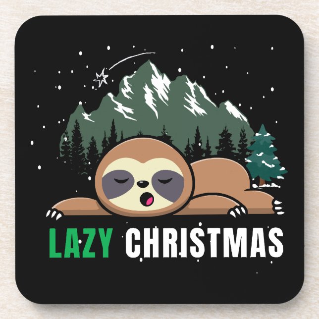 Lazy Christmas Sloth  Funny Coaster (Front)