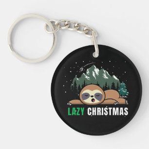 Lazy Christmas Sloth Funny Key Ring