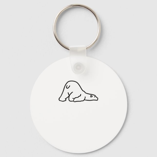 Lazy Cute Polar Bear Animal Lover Key Ring (Front)