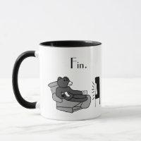 Lazy Dad Bear Cartoon with “Fin”, Noir Movie Joke