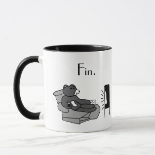 Lazy Dad Bear Cartoon with “Fin”, Noir Movie Joke Mug