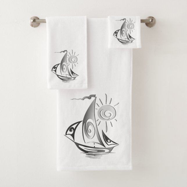 Lazy Day Sailing Bath Towel Set (Insitu)