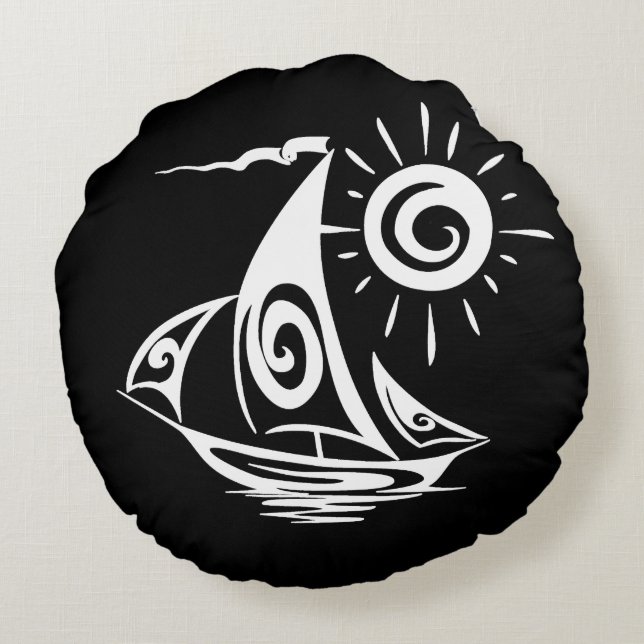Lazy Day Sailing Round Cushion (Back)