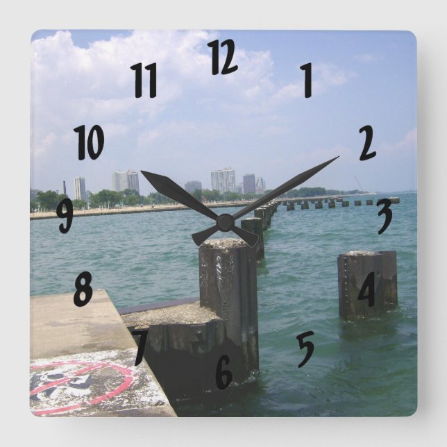 Lazy Days on the Dock Square Wall Clock (Front)