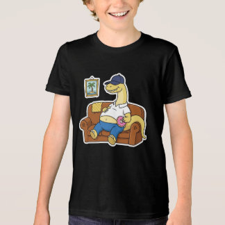 Lazy Dinosaur Couch Potato Doughnut Relaxing Carto Tri-Blend Shirt