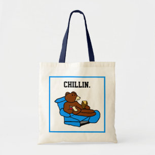 Lazy Easy Chair Bear, Funny Chillin’ Dad Cartoon Tote Bag