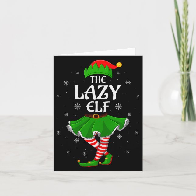 Lazy Elf Christmas Family Girls Women Elf Squad Xm Card (Front)