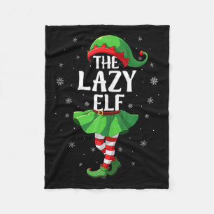 Lazy Elf Christmas Girls Women Elf Squad Xmas Fami Fleece Blanket
