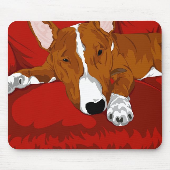 Lazy English Bull Terrier Dog Breed Illustration Mouse Mat (Front)