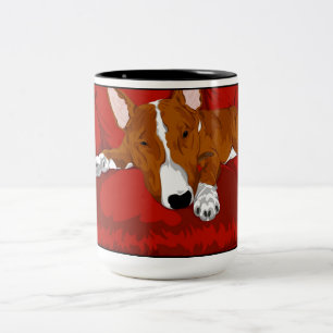Lazy English Bull Terrier Dog Breed Illustration Two-Tone Coffee Mug