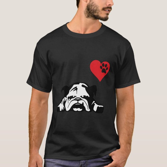 Lazy English Bulldog I Love My English Bulldog Lov T-Shirt (Front)