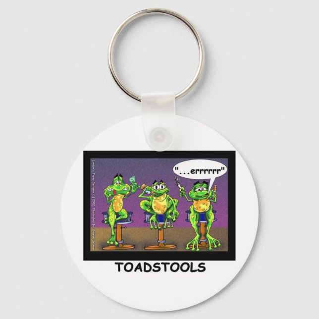 Lazy Frogs aka Toadstools Funny Gifts & Tees Key Ring (Front)