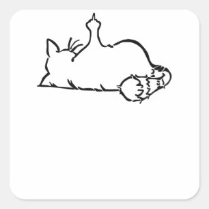 Lazy Funny Cat Showing Stinky Finger - Gift Square Sticker