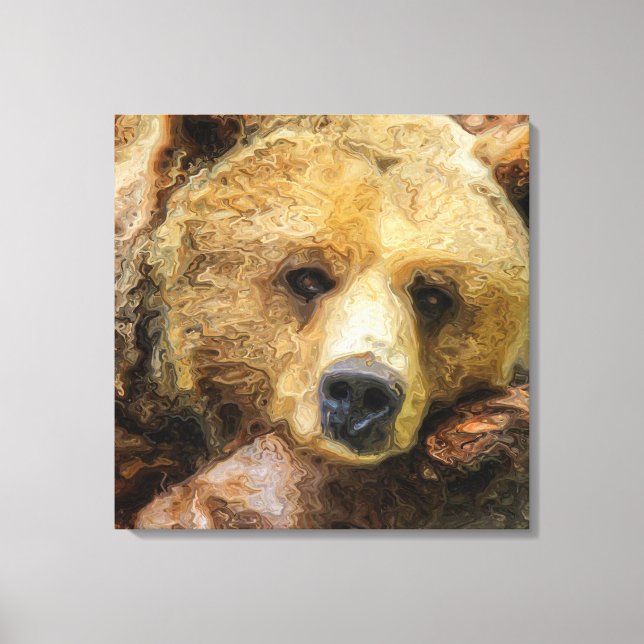 Lazy Grizzly Bear realistic oil on canvas. Canvas Print (Front)