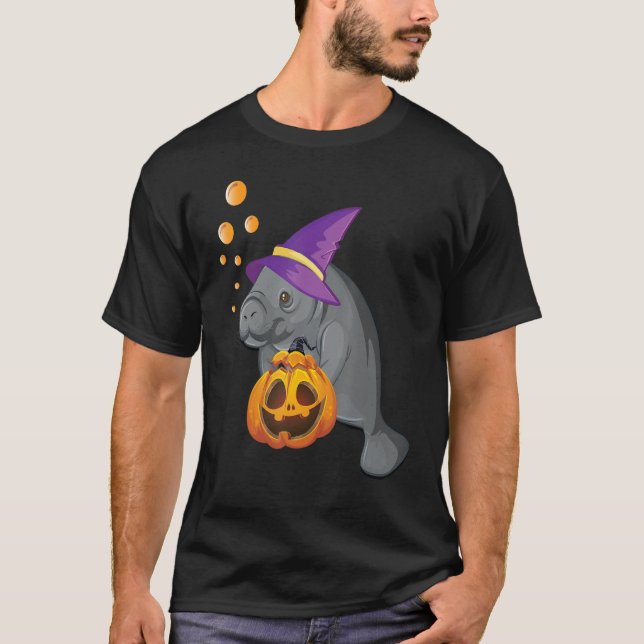 Lazy Halloween Costume Manatee Pumpkin Sea Cow Wit T-Shirt (Front)