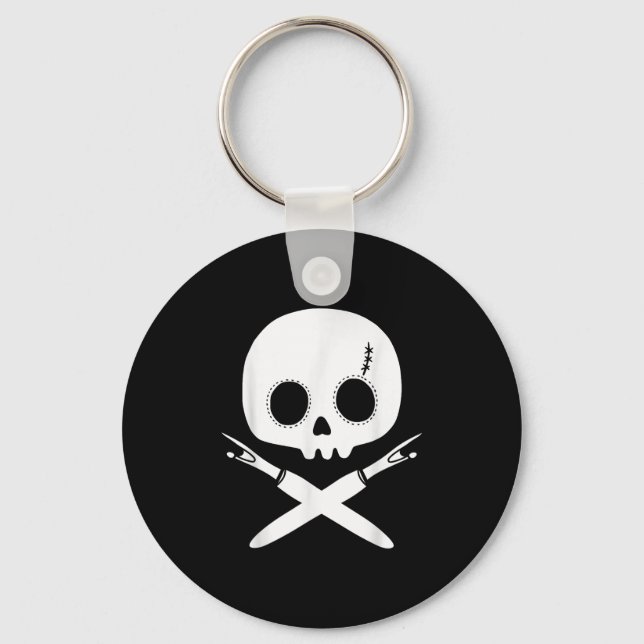 Lazy Halloween Costume Sewing Rate Skull Seam Ripp Key Ring (Front)
