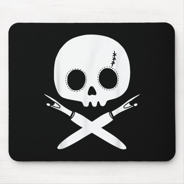 Lazy Halloween Costume Sewing Rate Skull Seam Ripp Mouse Mat (Front)