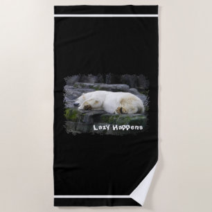 Lazy Happens Polar Bear Beach Towel