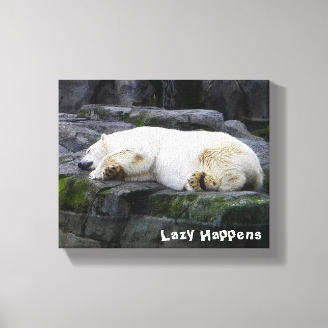 Lazy Happens Polar Bear Canvas Print (Front)