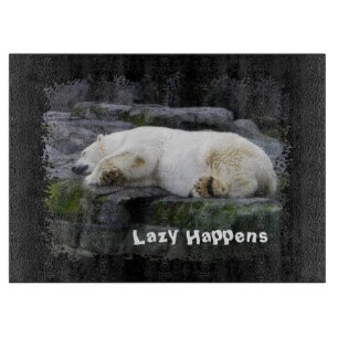 Lazy Happens Polar Bear Cutting Board