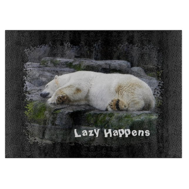 Lazy Happens Polar Bear Cutting Board (Front)