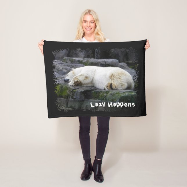 Lazy Happens Polar Bear Fleece Blanket (In Situ)