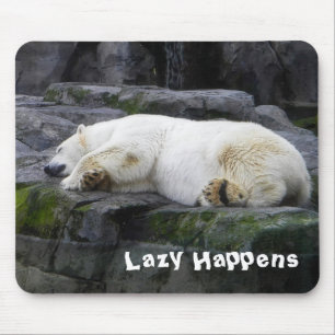 Lazy Happens Polar Bear Mouse Mat