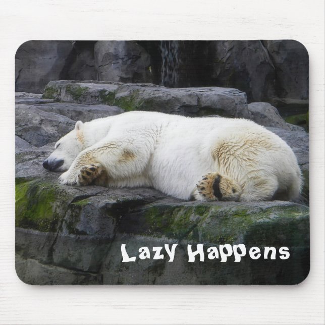 Lazy Happens Polar Bear Mouse Mat (Front)