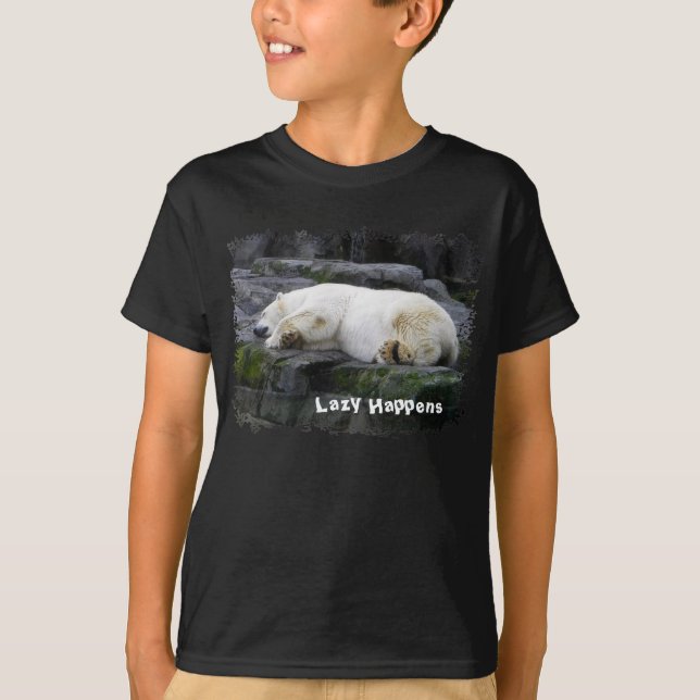 Lazy Happens Polar Bear T-Shirt (Front)