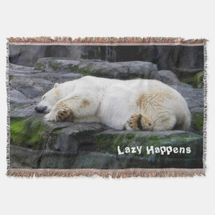 Lazy Happens Polar Bear Throw Blanket