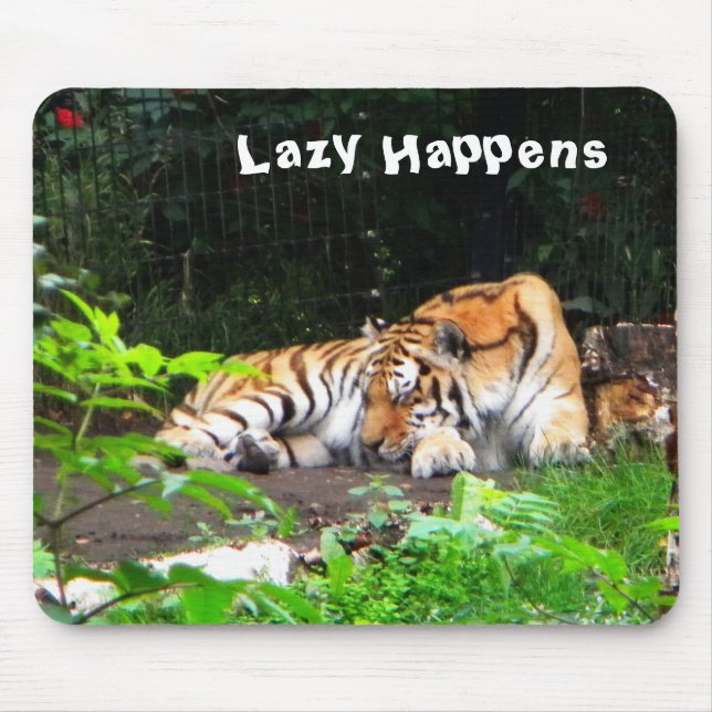 Lazy Happens Siberian Tiger Mouse Mat (Front)